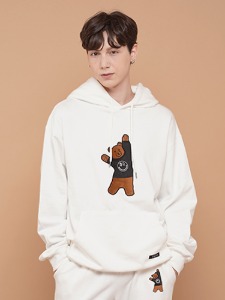 BEAR EMBROIDER HOODIE [WHITE]